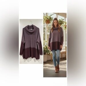 Smartwool Edgewood Poncho Women's Purple Cowl Neck Sweater size L